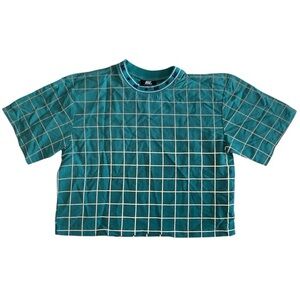 Melody Ehsani 3M Grid Nylon Short Sleeve Shirt Women's Size S/P Teal